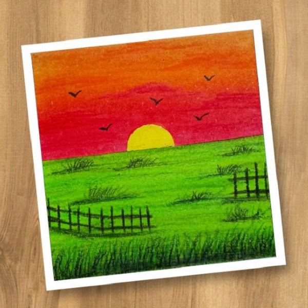 oil pastel sunset drawing