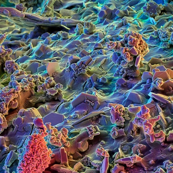 human ashes under microscope