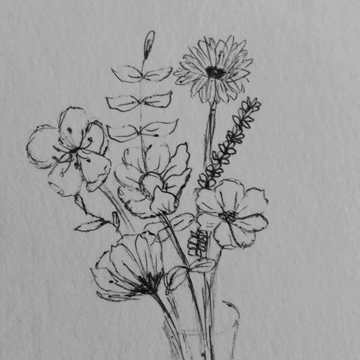 easy pencil flower drawing