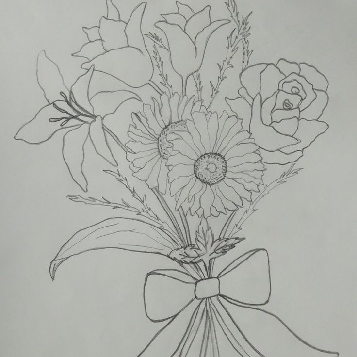 easy pencil flower drawing
