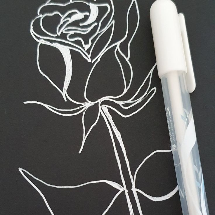 easy white drawing on black paper