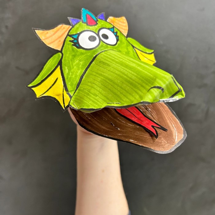 paper dragon puppet drawing