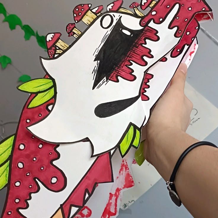 paper dragon puppet drawing