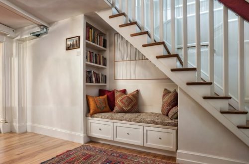 reading nook under stairs