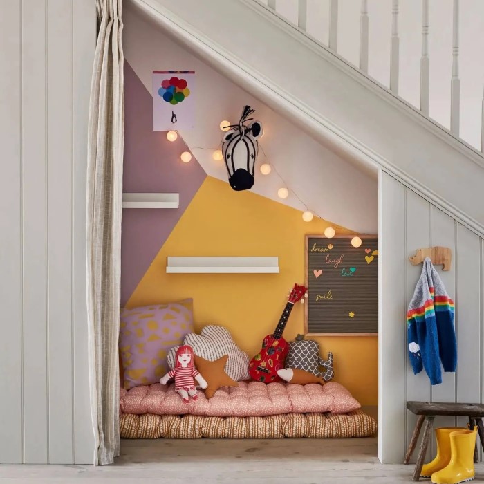reading nook under stairs