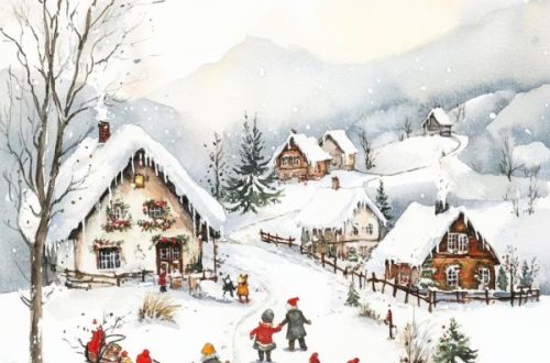 christmas village drawing