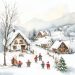 christmas village drawing