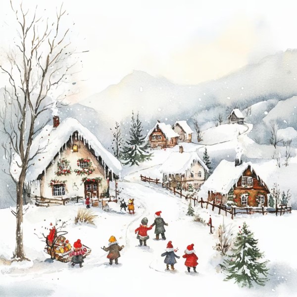 christmas village drawing