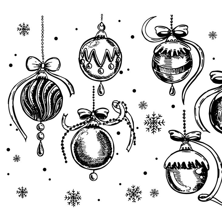 christmas decorations drawing