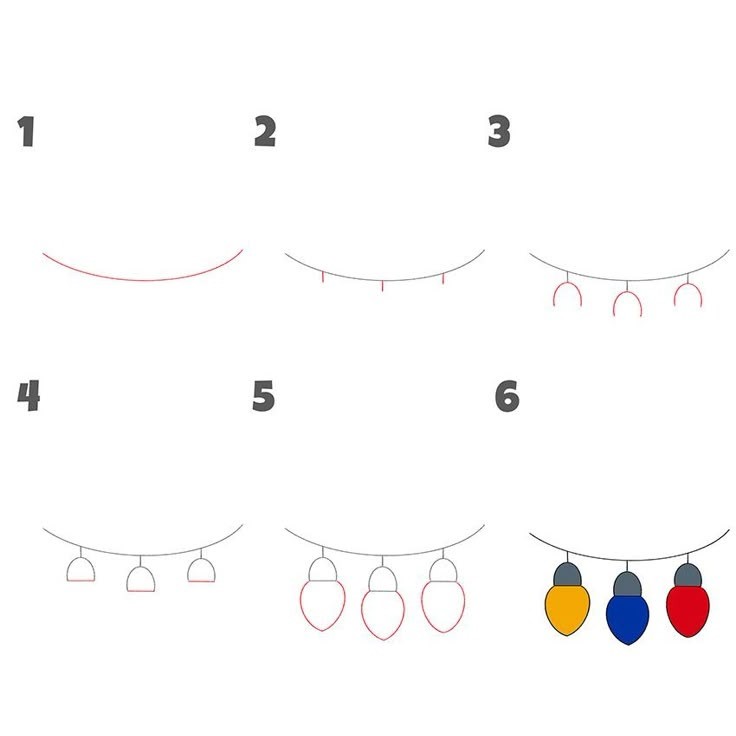how to draw christmas lights