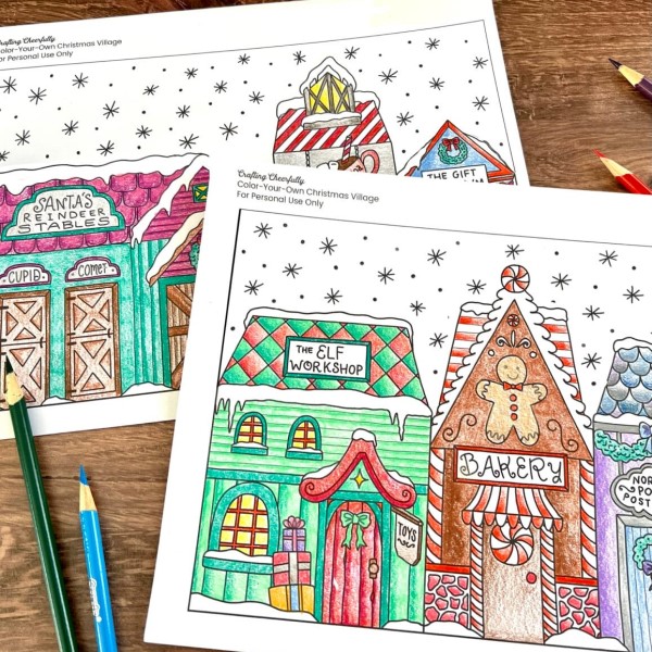 christmas village drawing
