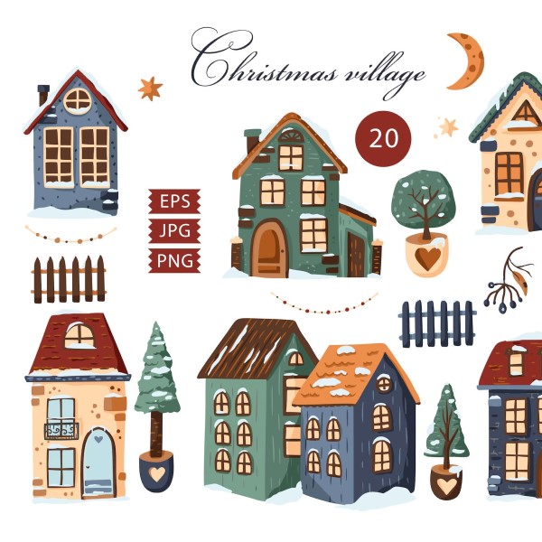 christmas village drawing