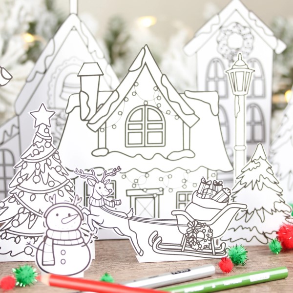 christmas village drawing