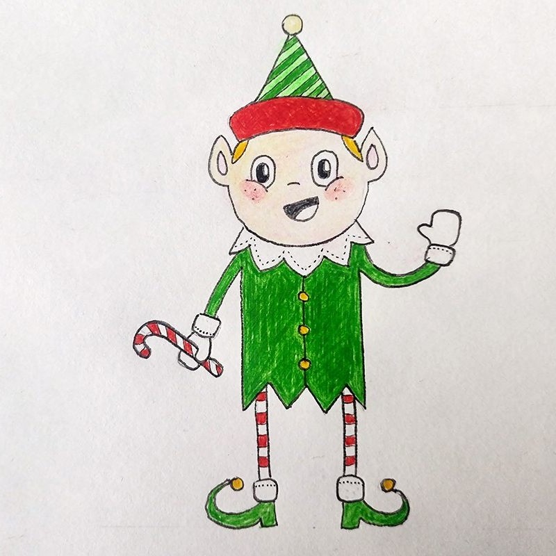 christmas elf drawing