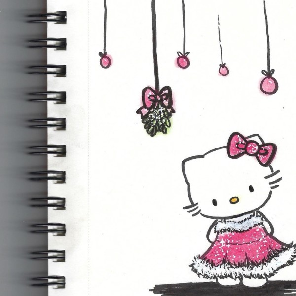 christmas hello kitty drawing